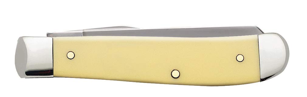 CASE XX WR Pocket Knife Yellow Synthetic Mini Trapper Carbon Steel Item #029 - (3207 CS) - Length Closed: 3 1/2 Inches