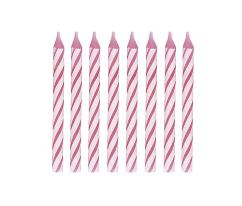 Unique Stripes Party Candles, 2.5", Pink