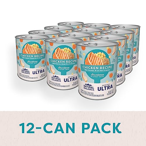 Natural Balance Original Ultra Adult Wet Dog Food, Chicken Formula with Brown Rice, Carrots & Potatoes, 13 Ounce Can (Pack of 12)