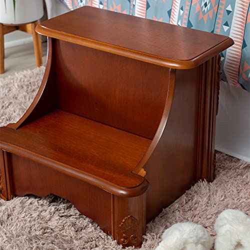 Powell Woodbury Mahogany Bed Step with Storage, Information, Lightly Distressed Woodbury Mahogany, 20 x 17.75 x 17.25