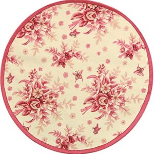 SAFAVIEH Chelsea Collection 5'6" Round Ivory / Rose HK250C Hand-Hooked French Country Wool Area Rug