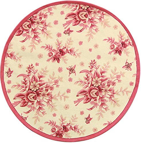 SAFAVIEH Chelsea Collection 5'6" Round Ivory / Rose HK250C Hand-Hooked French Country Wool Area Rug