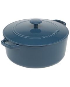 cuisinart chef's classic enameled cast iron round covered casserole (provencial blue, 7- quart)