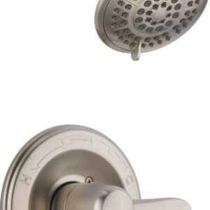 Delta Faucet Lahara 14 Series Single-Function Shower Faucet Set, 5-Spray Shower Head, Shower Handle, Brushed Nickel Shower Faucet, Delta Shower Trim Kit, Stainless T14238-SS (Valve Not Included)