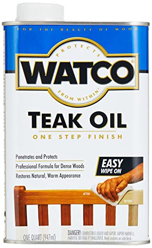 RUST-OLEUM, Quart Watco A67141 Teak Oil Finish, Clear, 32 Fl Oz