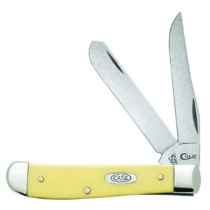 CASE XX WR Pocket Knife Yellow Synthetic Mini Trapper Carbon Steel Item #029 - (3207 CS) - Length Closed: 3 1/2 Inches