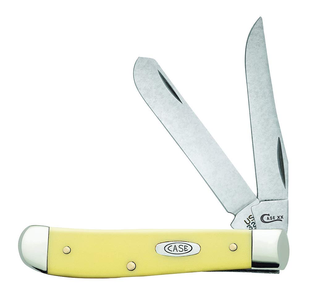 CASE XX WR Pocket Knife Yellow Synthetic Mini Trapper Carbon Steel Item #029 - (3207 CS) - Length Closed: 3 1/2 Inches