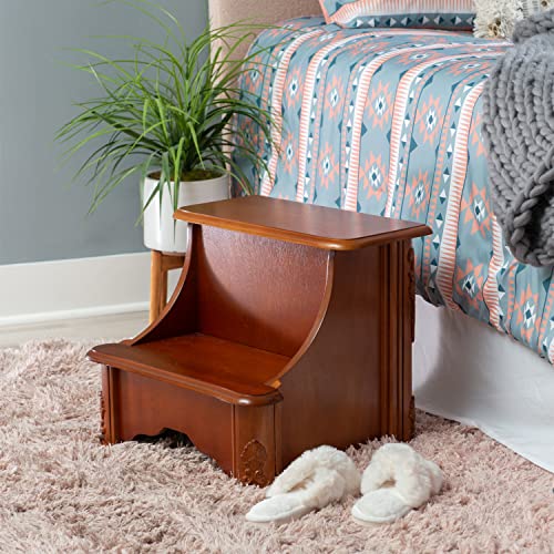 Powell Woodbury Mahogany Bed Step with Storage, Information, Lightly Distressed Woodbury Mahogany, 20 x 17.75 x 17.25