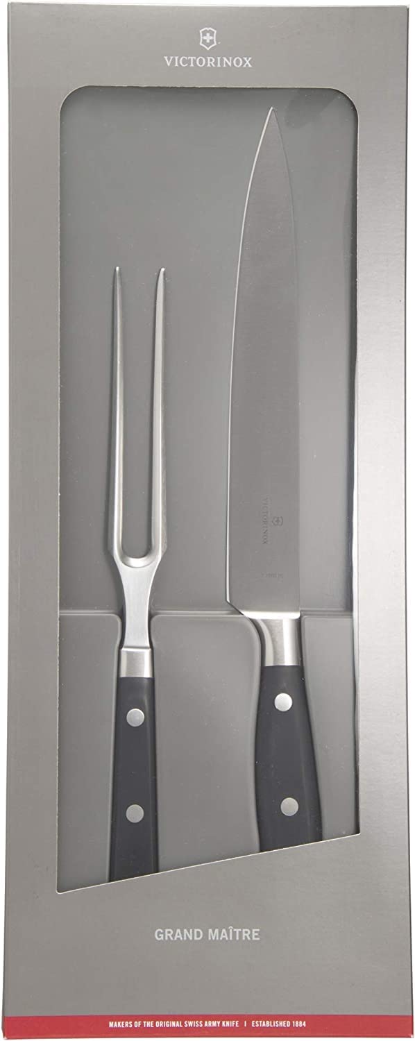 Victorinox Grand Maitre Carving Set - Knife Set for Kitchen Accessories - Includes Cooking Knife & Carving Fork - Premium Kitchen Utensils - 2-Piece Set