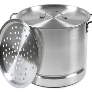 IMUSA USA Aluminum Tamale and Steamer Pot 32-Quart, Silver