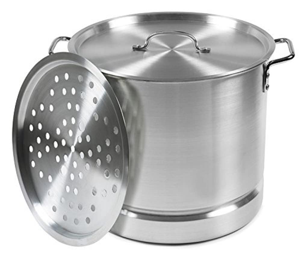 IMUSA USA Aluminum Tamale and Steamer Pot 32-Quart, Silver