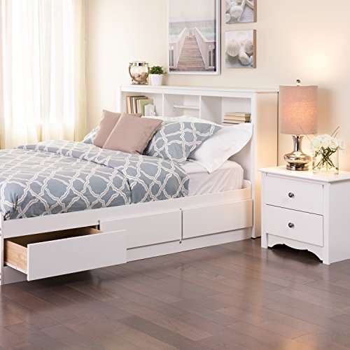 Prepac Stylish Full/Queen Headboard with 3 Compartments, Deep Bookcase Style Headboard for Full/Queen Size Beds 11" D x 65.75" W x 43" H, White, WSH-6643