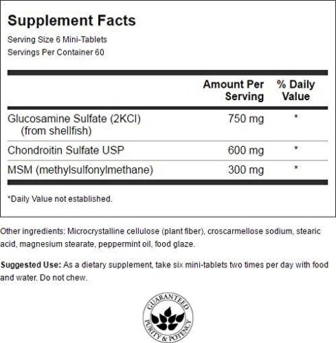 Mini-Tabs Glucosamine, Chondroitin & Msm 750/600/300 mg 360 Mini-Tabs