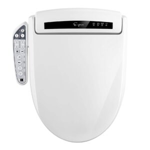 Empava EB990 Heated Toilet Seat with Warm Air Dryer and Wash Functions in White, Round