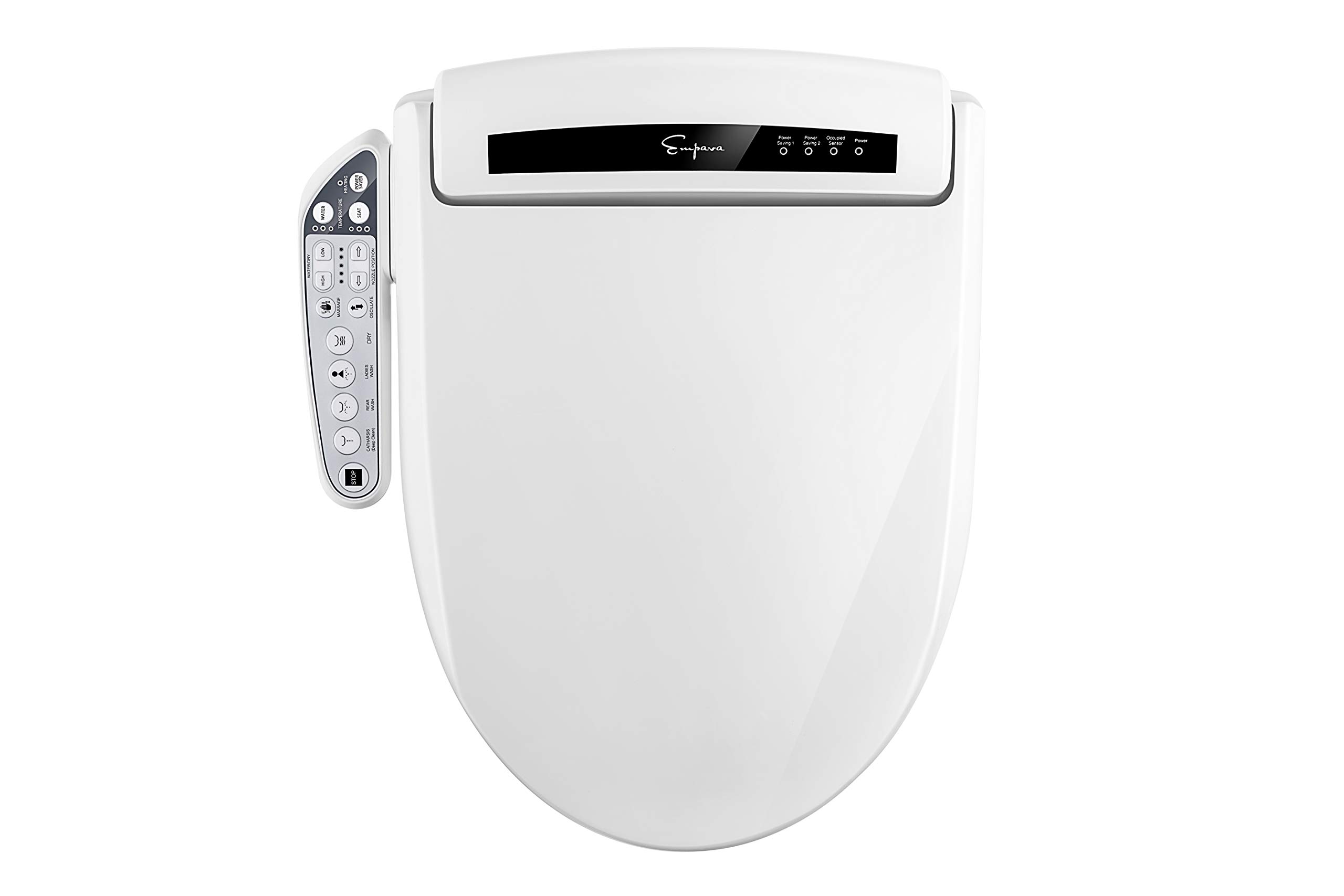 Empava EB990 Heated Toilet Seat with Warm Air Dryer and Wash Functions in White, Round