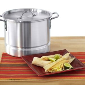 IMUSA USA Aluminum Tamale and Steamer Pot 32-Quart, Silver