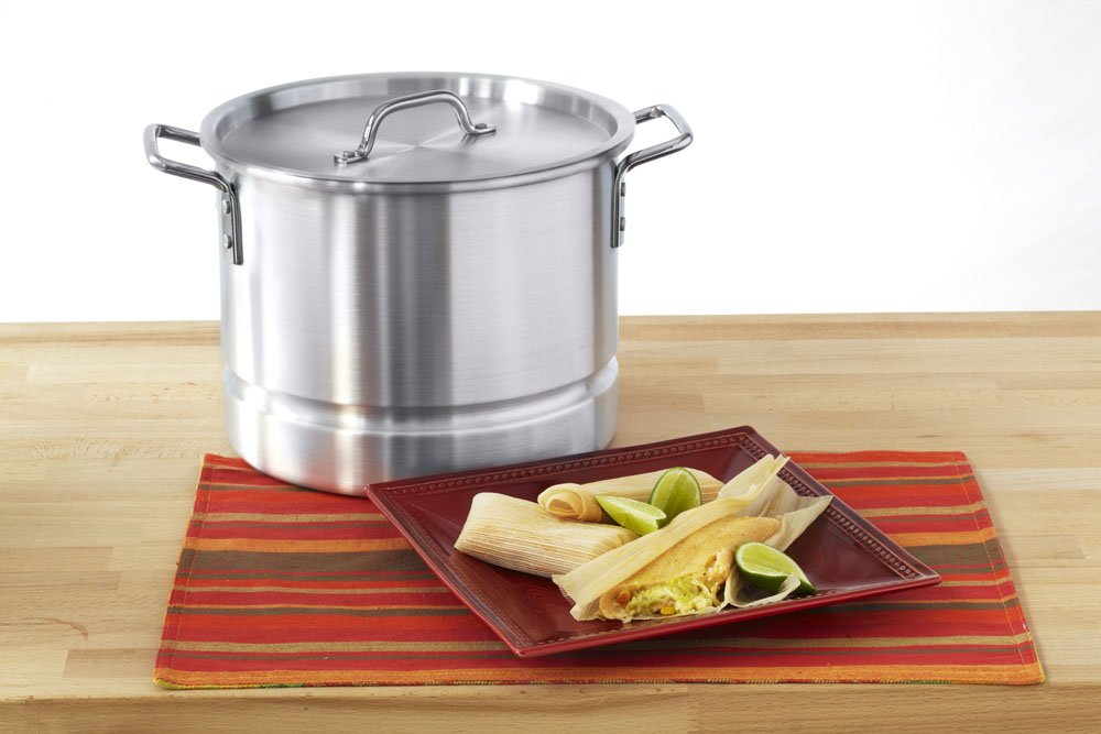 IMUSA USA Aluminum Tamale and Steamer Pot 32-Quart, Silver