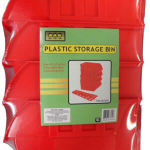 BIN BUDDY 4 Piece Stackable Storage Bins | Size Per 9.5" (24.1 cm) x 6" (15.2 cm) x 5" (12.7 cm) | Multipurpose Organizational Tool | Durable Red Plastic