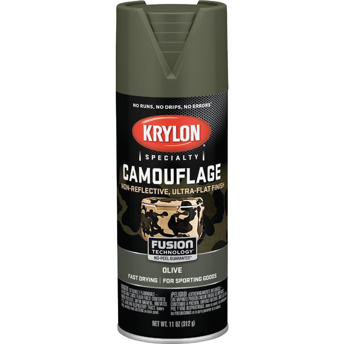 11 oz Krylon K04293777 Fusion For Plastic Olive Spray Paint Camouflage