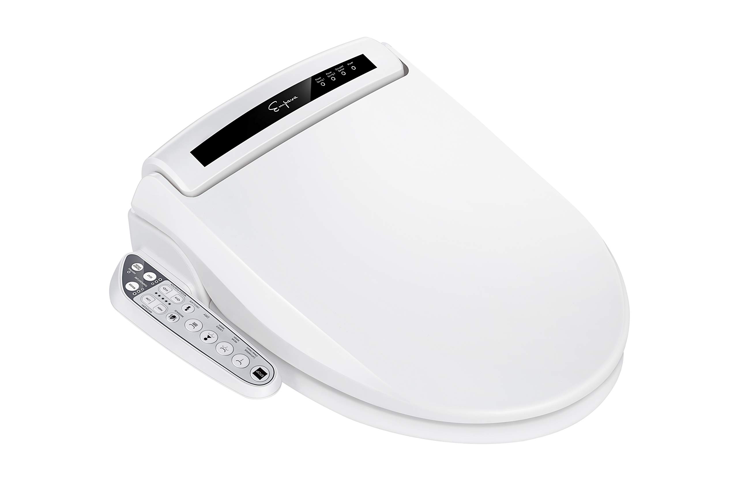 Empava EB990 Heated Toilet Seat with Warm Air Dryer and Wash Functions in White, Round