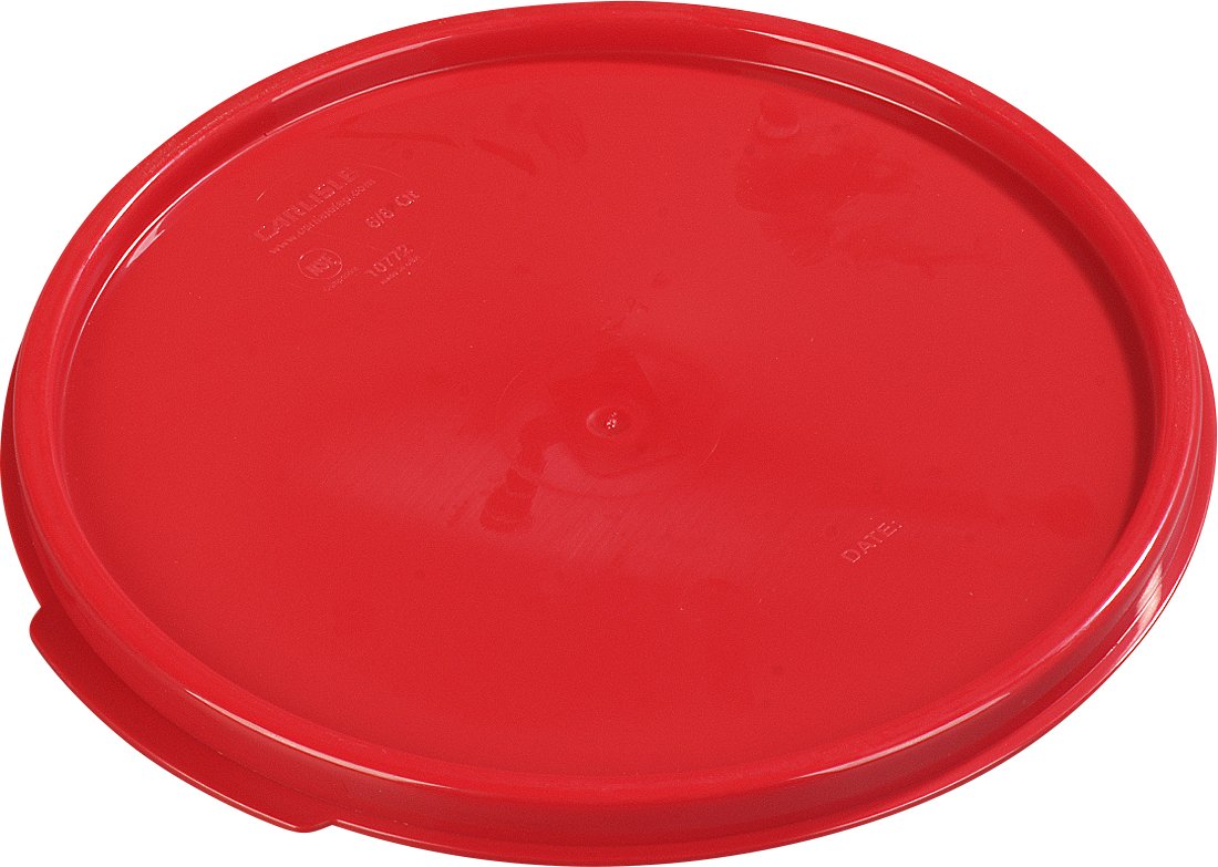 Carlisle FoodService Products Storplus Round Food Storage Container Lid with Stackable Design for Catering, Buffets, Restaurants, Polypropylene (Pp), 6 To 8 Quarts, Red