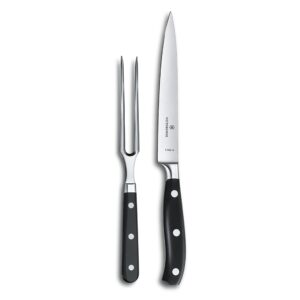 victorinox grand maitre carving set - knife set for kitchen accessories - includes cooking knife & carving fork - premium kitchen utensils - 2-piece set