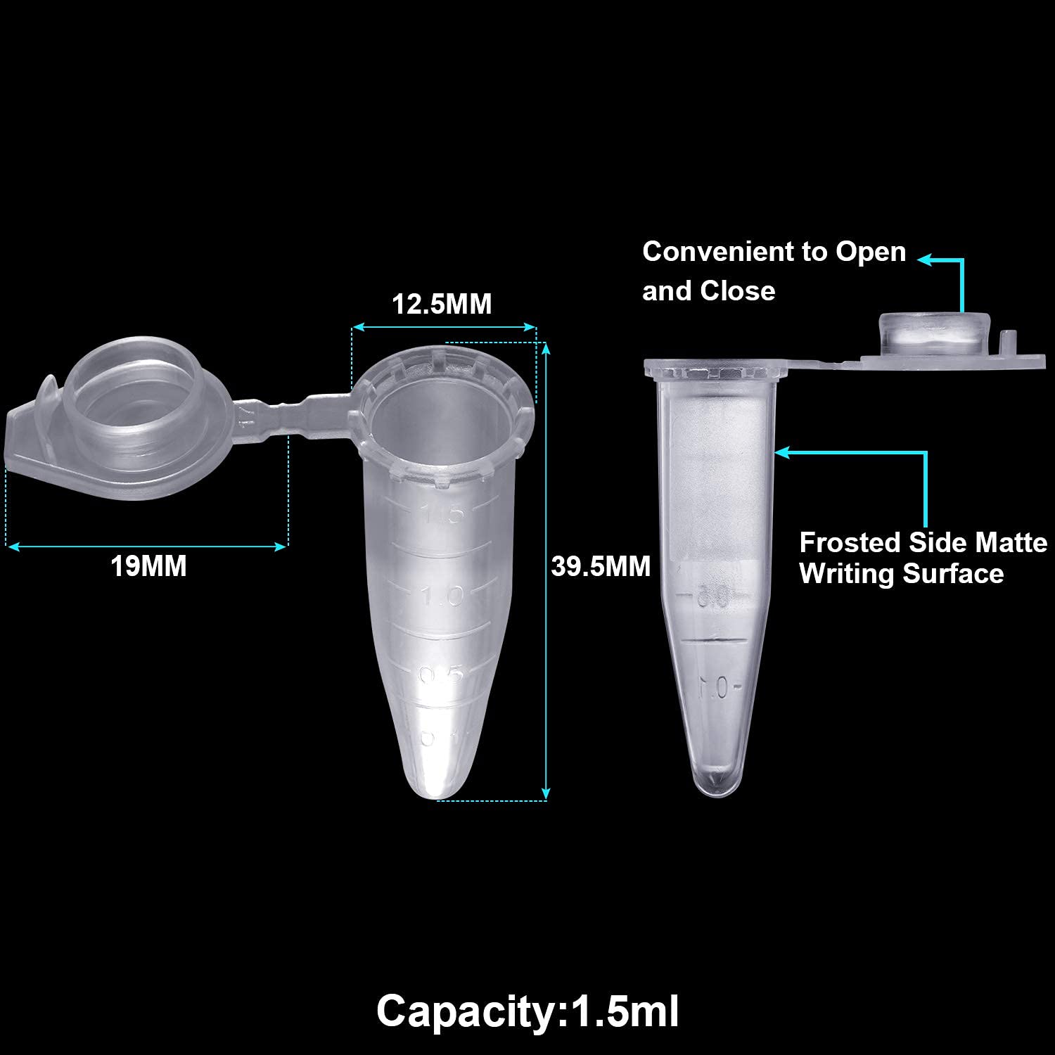 1.5 mL Graduated microcentrifuge Tube, CP, Natural (500 per Rack)