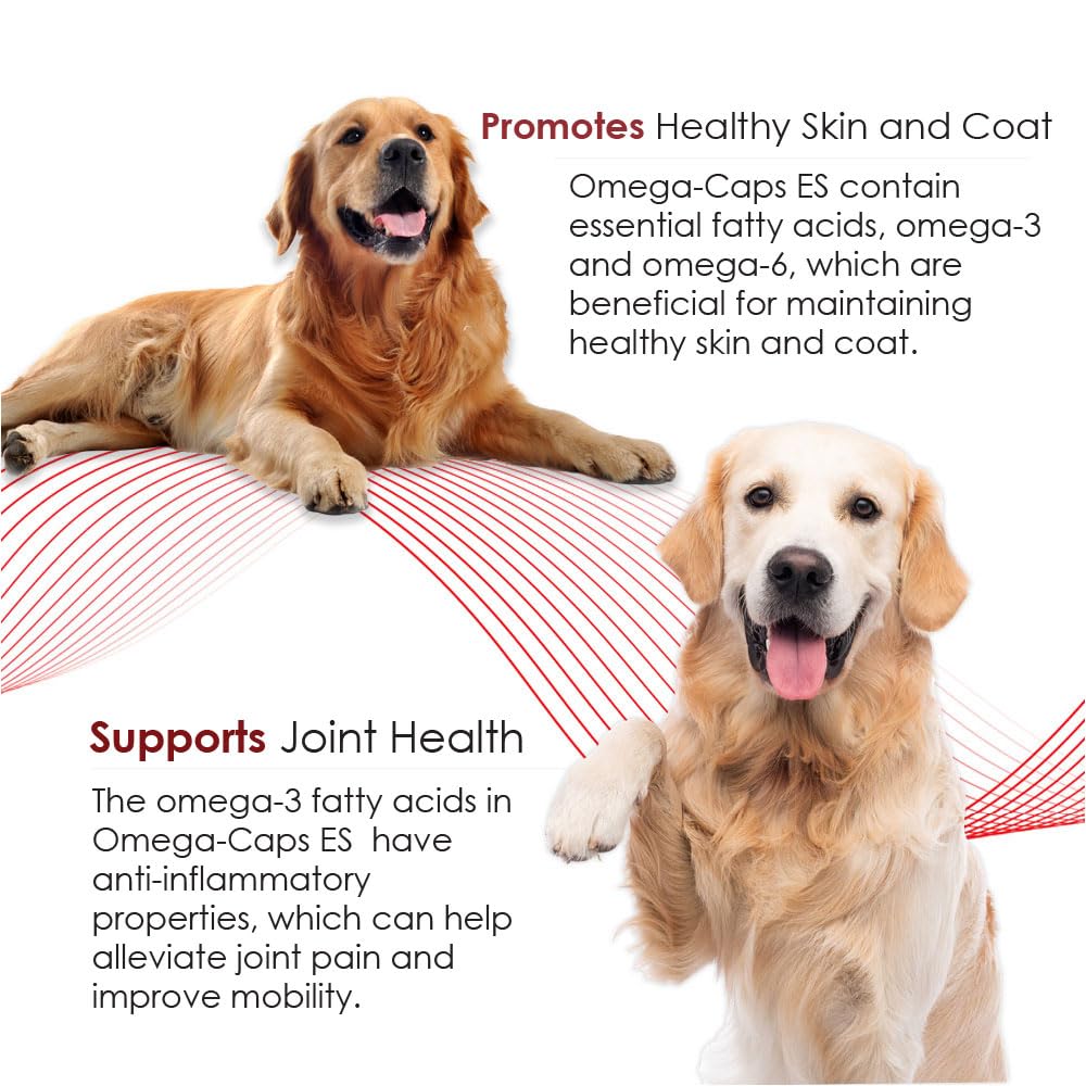 Omega-Caps Extra Strength for Large Breeds-Vet Formulated for Healthy Radiant Skin & Coat While Reducing Excess Shedding. Omega 3 for Immune System Support, Easy to Dose, 180 Soft Gel Capsules