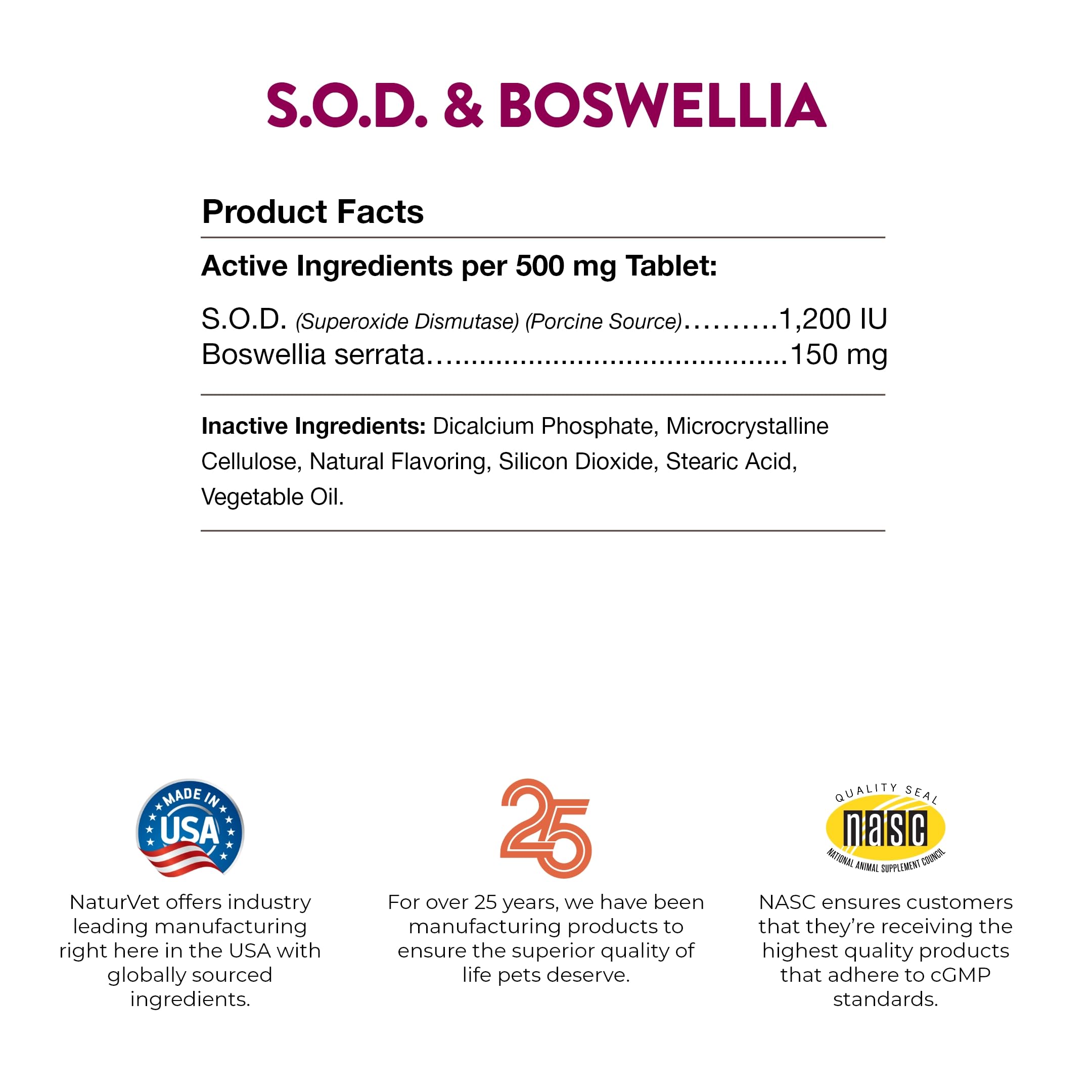 NaturVet S.O.D. & Boswellia Extra Joint Support Dog Supplement – Dog Hip Supplement – Helps Alleviate Aches, Pain – for Dog Flexibility, Healthy Joint Function – 150 Ct. Chewable Tablets