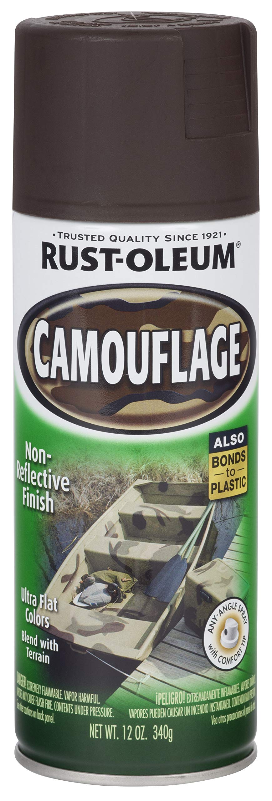 Rust-Oleum 1918830 Specialty Camouflage Spray Paint, 12 oz, Earth Brown