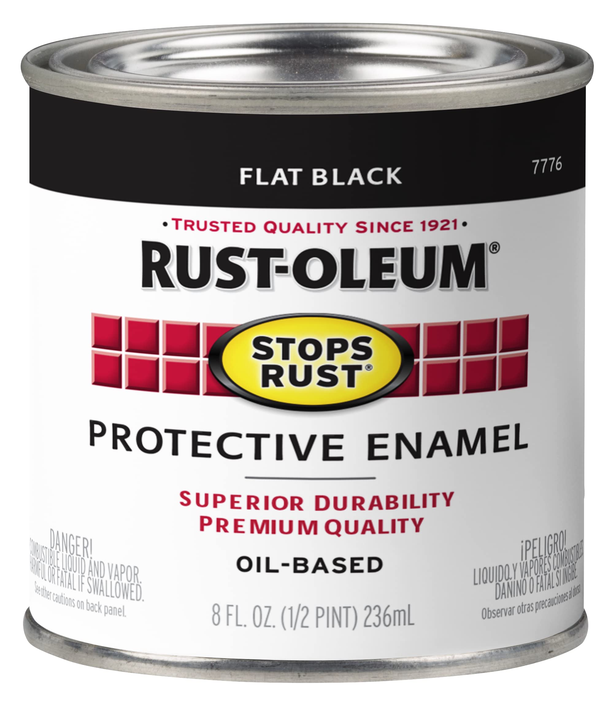 Rust-Oleum 7776730 Protective Enamel Paint, 8-Fl Oz, Flat Black(Pack of 1)