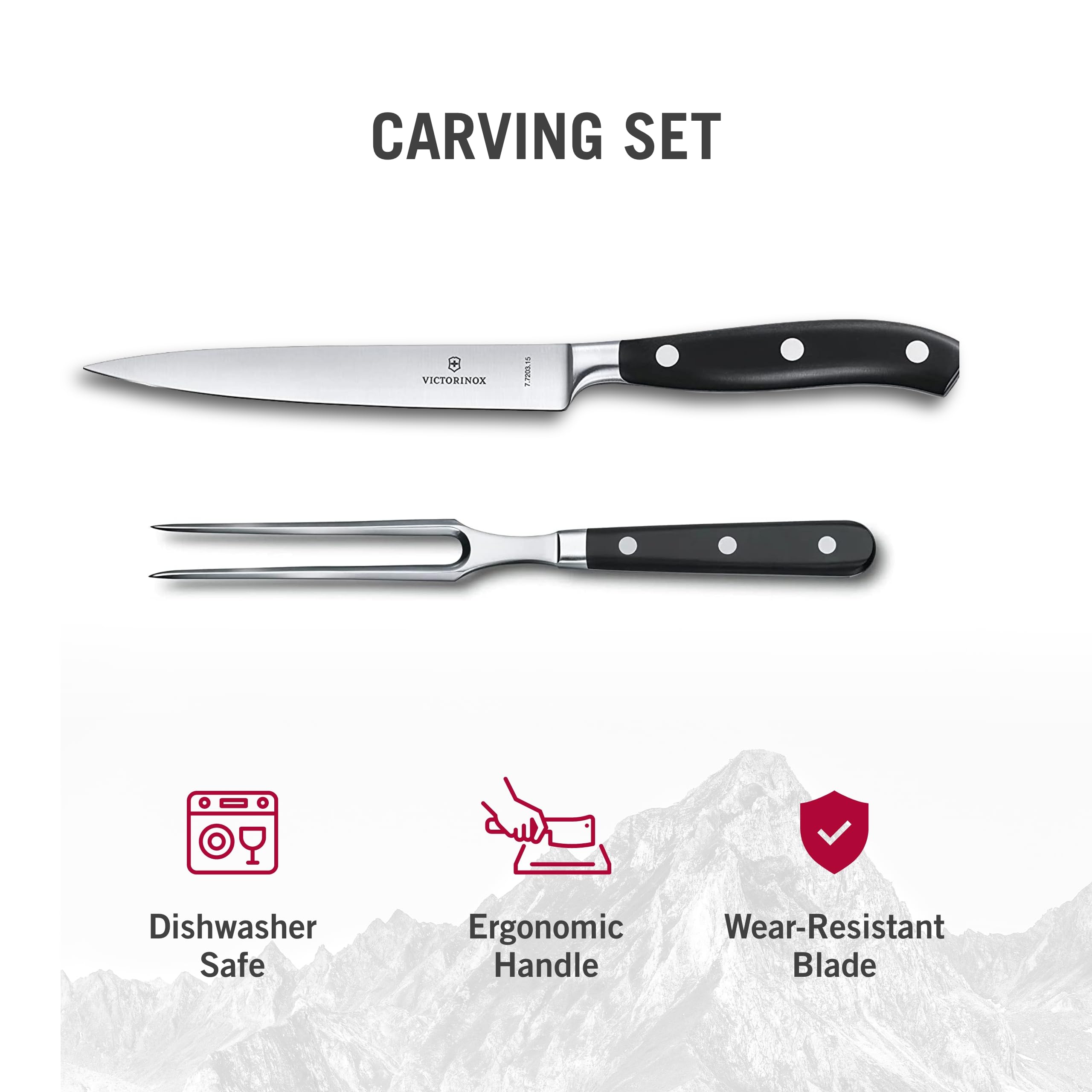 Victorinox Grand Maitre Carving Set - Knife Set for Kitchen Accessories - Includes Cooking Knife & Carving Fork - Premium Kitchen Utensils - 2-Piece Set