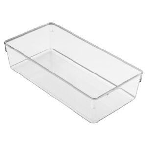 iDesign Linus Plastic Dresser and Vanity Organizer, Storage Bin for Bathroom, Bedroom, Office, Craft Room, Fridge, Freezer, Pantry, 12" x 6" x 3", Clear