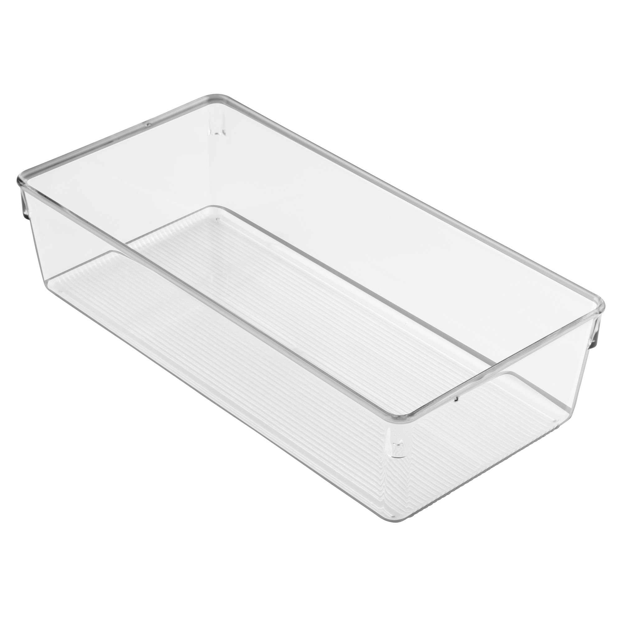 iDesign Linus Plastic Dresser and Vanity Organizer, Storage Bin for Bathroom, Bedroom, Office, Craft Room, Fridge, Freezer, Pantry, 12" x 6" x 3", Clear