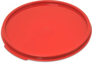 carlisle foodservice products storplus round food storage container lid with stackable design for catering, buffets, restaurants, polypropylene (pp), 6 to 8 quarts, red