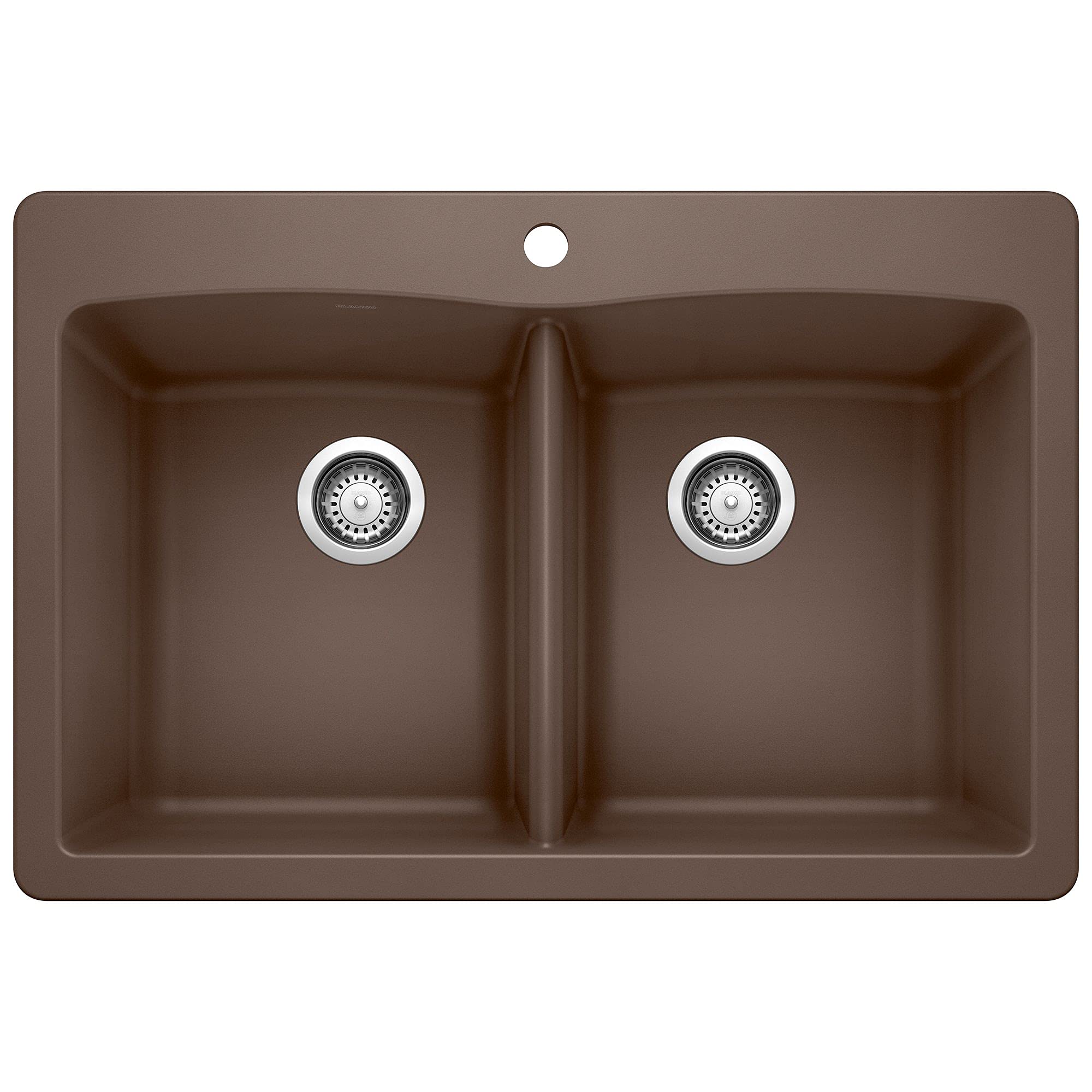 BLANCO 440218 Diamond Silgranit Double Bowl Undermount or Drop Kitchen Sink, 33" L X 22" W X 9.5" D, Café