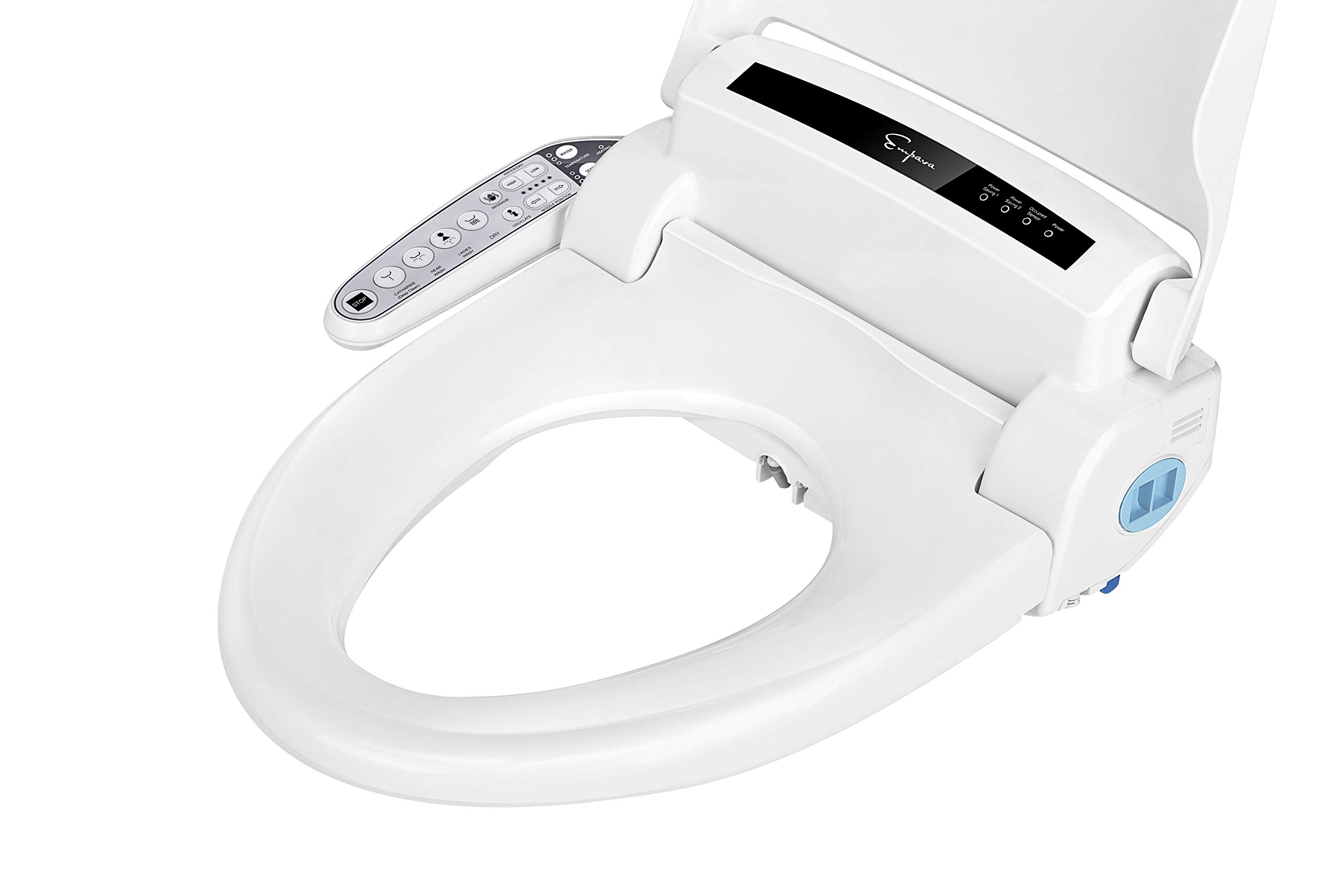 Empava EB990 Heated Toilet Seat with Warm Air Dryer and Wash Functions in White, Round