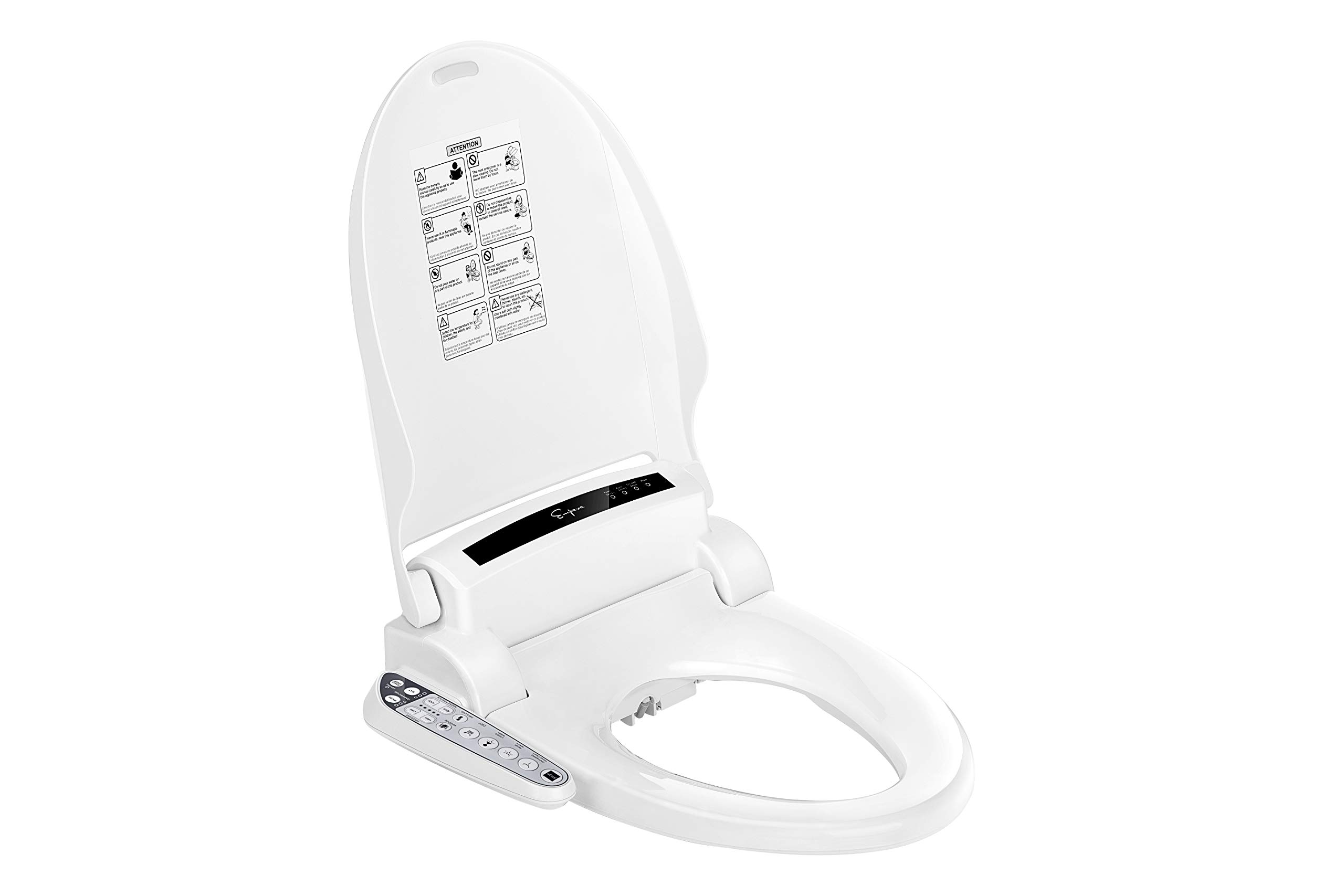 Empava EB990 Heated Toilet Seat with Warm Air Dryer and Wash Functions in White, Round