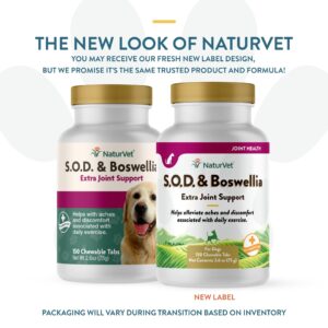 NaturVet S.O.D. & Boswellia Extra Joint Support Dog Supplement – Dog Hip Supplement – Helps Alleviate Aches, Pain – for Dog Flexibility, Healthy Joint Function – 150 Ct. Chewable Tablets