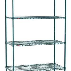 METRO Super Erecta Metroseal Green Epoxy Shelving Unit - Industrial Wire Shelving for Restaurants, Kitchens, Walk-in Coolers/Freezers with Microban - 4 Tier, 2000 lbs Capacity, 24” W x 48” L x 74” H