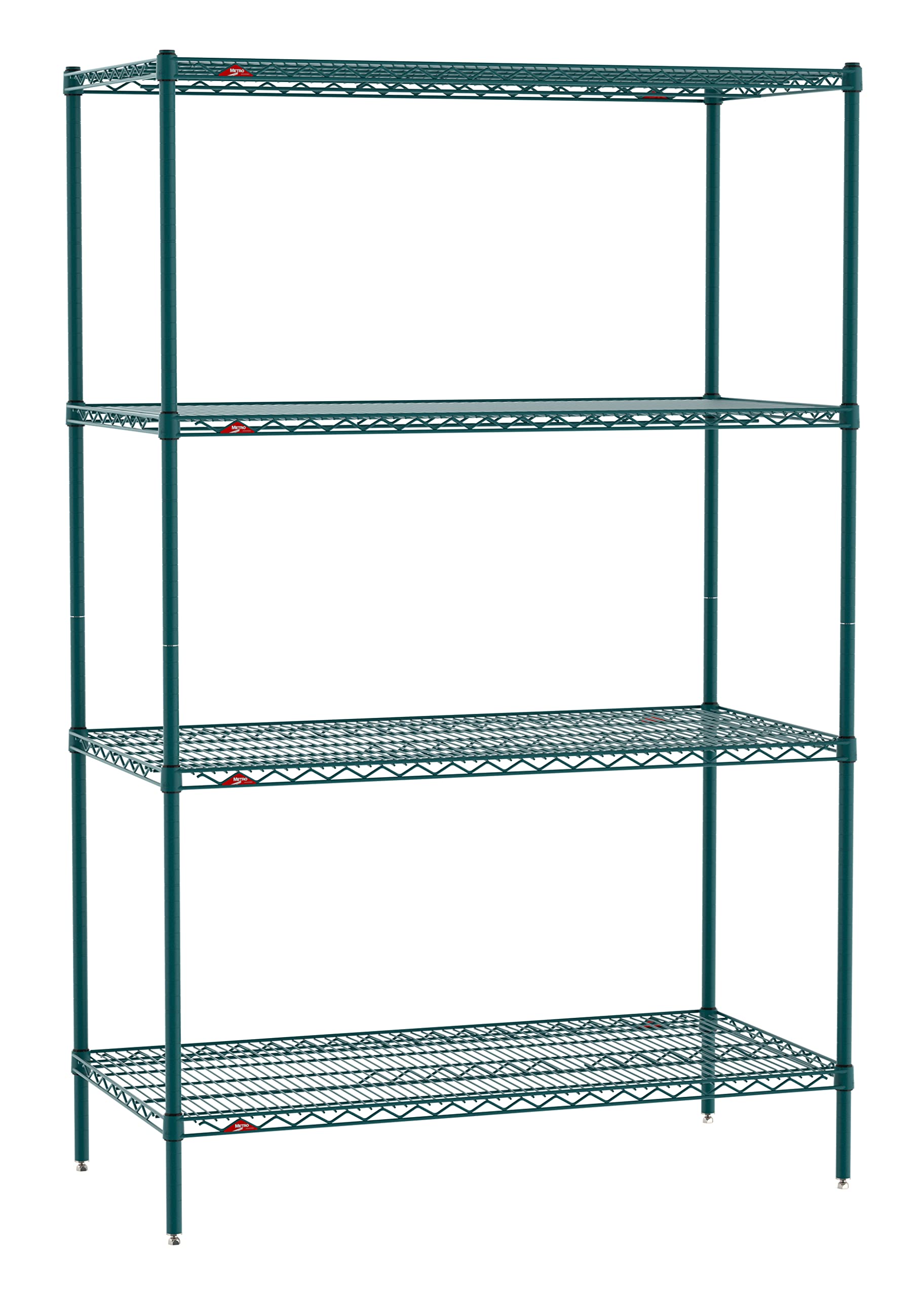 METRO Super Erecta Metroseal Green Epoxy Shelving Unit - Industrial Wire Shelving for Restaurants, Kitchens, Walk-in Coolers/Freezers with Microban - 4 Tier, 2000 lbs Capacity, 24” W x 48” L x 74” H