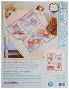 dimensions stamped cross stitch 'little sports' diy baby quilt, 34" x 43"