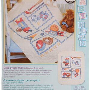 Dimensions Stamped Cross Stitch 'Little Sports' DIY Baby Quilt, 34" x 43"