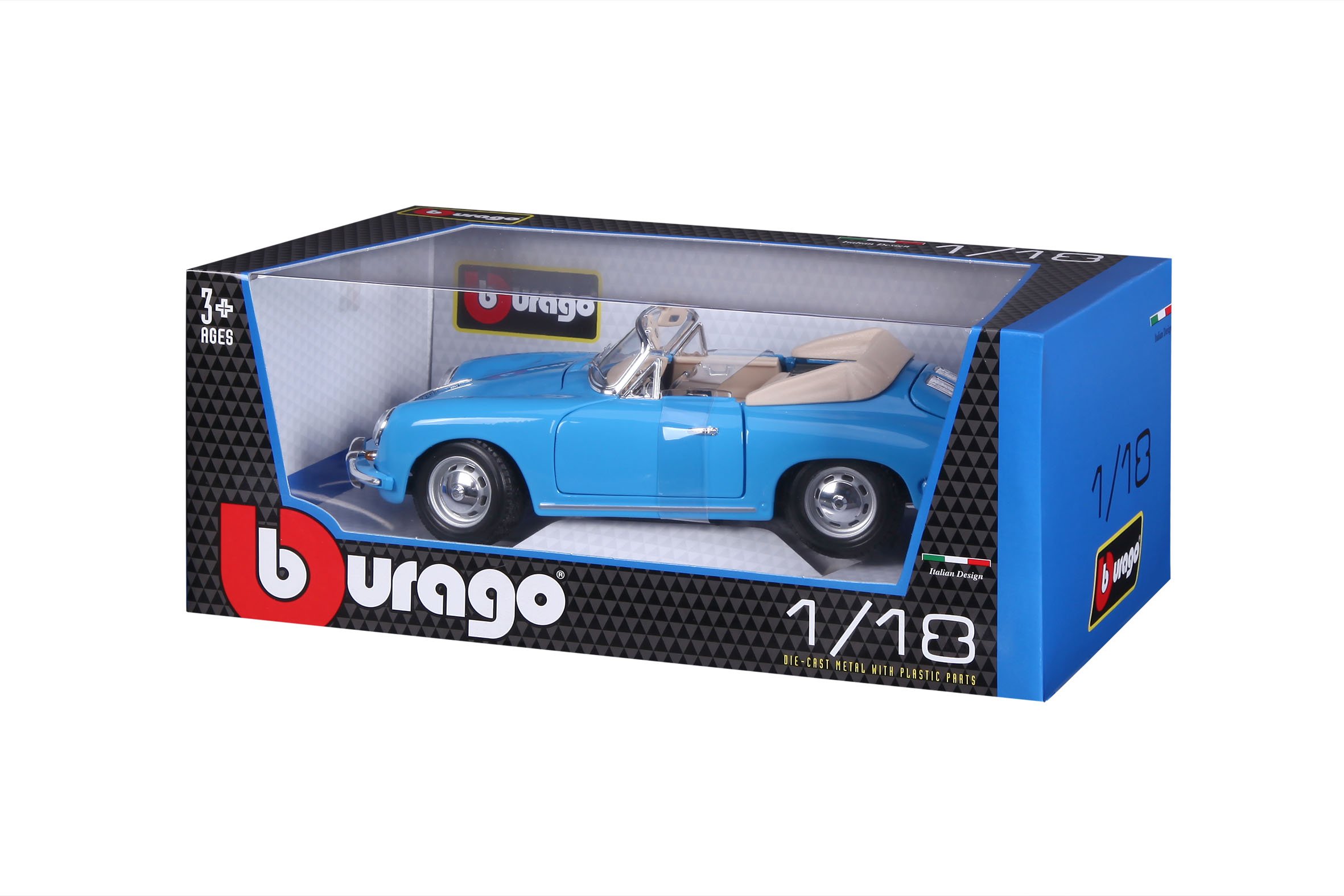 Bburago 1:18 Scale 1961 Porsche 356B Cabriolet Diecast Vehicle (Colors May Vary)