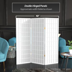 4 ft. Short Window Pane Shoji Screen - White - 3 Panels