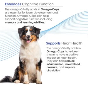 Omega-Caps for Medium Breeds-Vet Formulated for Joint & Heart Health, Healthy Radiant Skin & Coat, Reduces Shedding. Contains Omega 3 for Immune System Support, Easy to Dose Soft Gel Capsules 180 CT