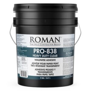 roman 011305 pro-838 heavy duty wallpaper adhesive, 5 gal, clear