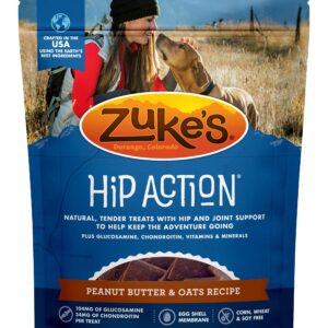 Zuke's Hip Action Dog Treats Peanut Butter and Oats Recipe, 6 Ounces (3 Pack)