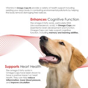 Omega-Caps Extra Strength for Large Breeds-Vet Formulated for Healthy Radiant Skin & Coat While Reducing Excess Shedding. Omega 3 for Immune System Support, Easy to Dose, 180 Soft Gel Capsules