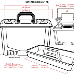 ArtBin 6917AB Sidekick XL Carrying Case, Portable Art & Craft Organizer with Handle, [1] Plastic Storage Case, Black